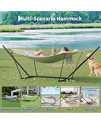 gaomon Outdoor Double Hammock with Heavy Duty Adjustable Steel Stand