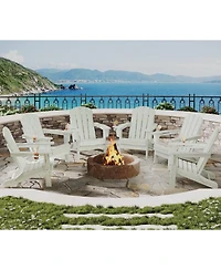gaomon Folding Adirondack Chair Set of 6, Hdpe Outdoor Patio Chair with Cup Holder, All Weather Resistant Wooden Textured