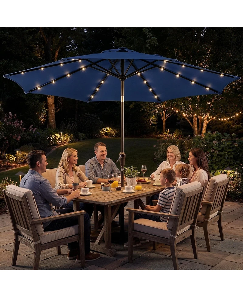 gaomon Outdoor 10FEET Table Market Patio Umbrella with 32 Solar Led Lights for Garden, Deck