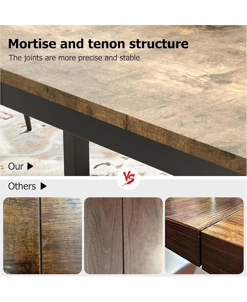 gaomon 70.8" Industrial Dining Table for 6-8 with Metal Legs and Load Bars