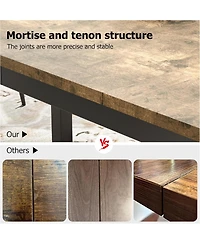 gaomon 70.8" Industrial Dining Table for 6-8 with Metal Legs and Load Bars