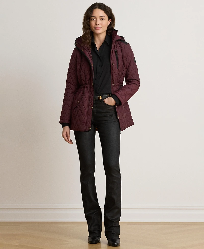 Lauren Ralph Petite Hooded Utility Quilted Coat