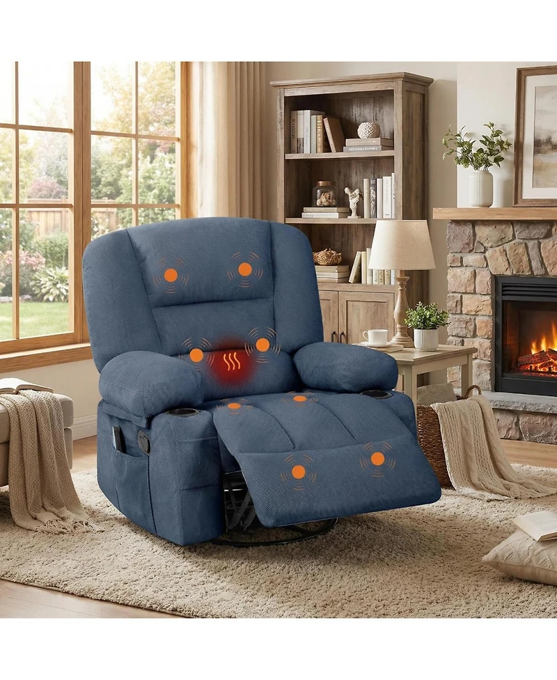 gaomon Oversized Recliner Chair, 360degree(s) Swivel Recliner for Adults,Rocking Recliner Chair with Heat and Massage