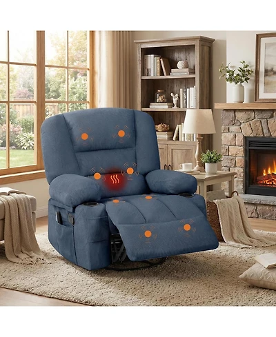 gaomon Oversized Recliner Chair, 360degree(s) Swivel Recliner for Adults,Rocking Recliner Chair with Heat and Massage