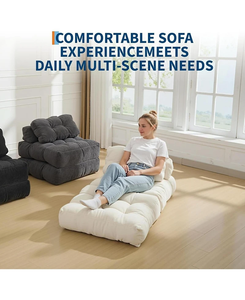 gaomon Folding Sofa Bed 2-Pack,Single Convertible Sleeper Chair with PillowandErgonomic Back Support, Portable Foldable Mattress