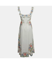 Pre-Owned Zimmermann Women's Linen Cross Stitch Off Shoulder Dress