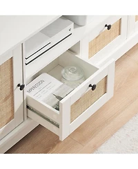 gaomon Rattan Tv Stand, Boho Entertainment Center for 65 Inch Tv, Tv Console with 2 Cabinets Modern Tv Stand
