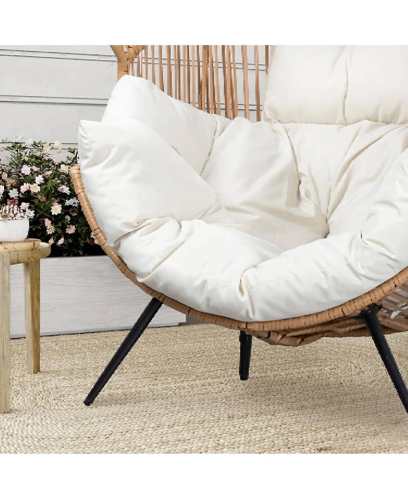 gaomon Outdoor Wicker Egg Chair, Oversized Ergonomic Rattan Lounge Chair for Indoor and Outdoor, Backyard, Garden