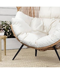 gaomon Outdoor Wicker Egg Chair, Oversized Ergonomic Rattan Lounge Chair for Indoor and Outdoor, Backyard, Garden