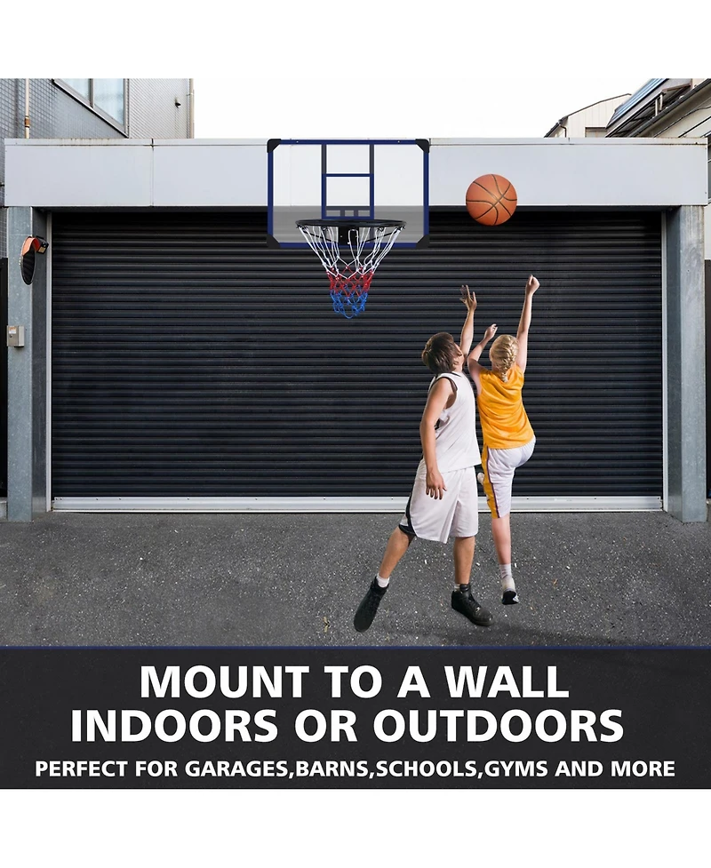 Zeny Wall-mounted basketball hoop, shatterproof back, folding hoop, durable hoop and all-weather mesh for indoor and outdoor use