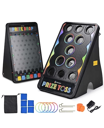 WinSpin Bean Bag Toss Game and Medium Prize Drop w/ Led Light for Carnival School