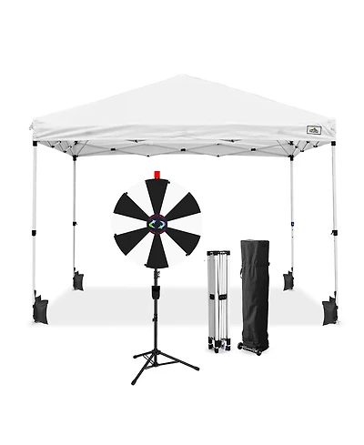 WinSpin Modular Prize Wheel and 10x10ft Pop Up Canopy w/ 12PCS Replacement Panels