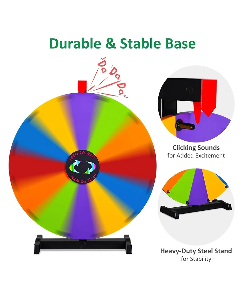 WinSpin 24" Modular Prize Wheel Tabletop with Palm Springs Fringe Umbrella for Outdoor Pop-up Shop Craft Booth