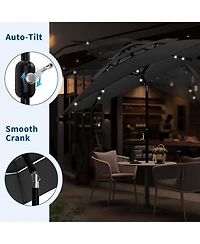 gaomon 3-Tier Solar Patio Umbrella, Vented Canopy, Easy Crank and Tilt, 8 Reinforced Ribs - Outdoor Market Parasol for Garden, Deck - 10feet