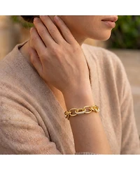 Rachel Glauber 14k Gold Plated with Cubic Zirconia Tubular Cable Link Love Knot Bracelet