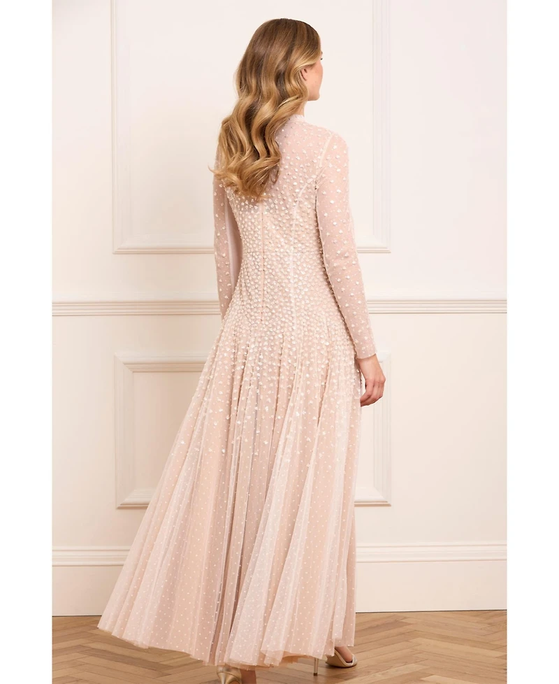Needle & Thread Women's Sequin Cascade Round Neck Gown