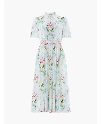 Needle & Thread Women's Floral Ribbon Cotton Short Sleeve Dress
