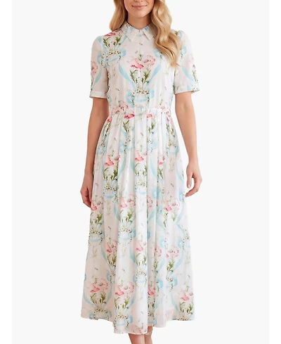 Needle & Thread Women's Floral Ribbon Cotton Short Sleeve Dress