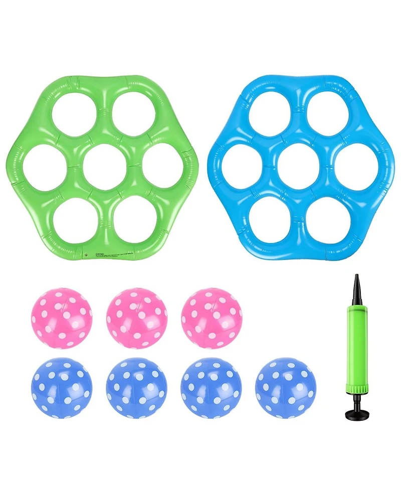 Zeny 1Piece Inflatable Tic-Tac-Toe Pool Game Set with 7 Balls Summer Water Toy Portable for Beach Backyard