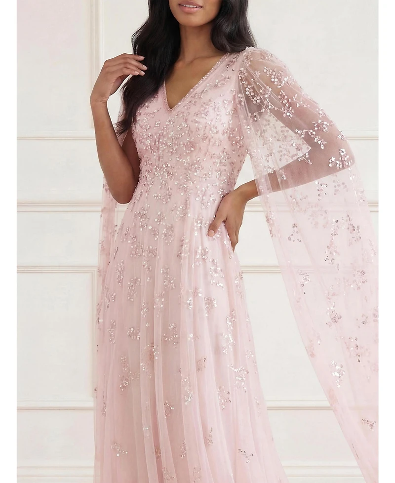 Needle & Thread Women's Freesia Shimmer Cape Sleeve Ankle Gown