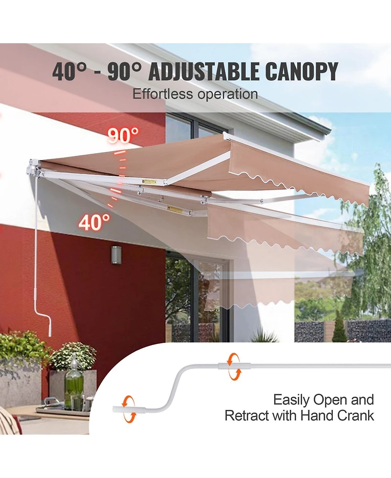 Vevor Patio Awning Retractable Awning Sunshade Shelter with Crank Handle