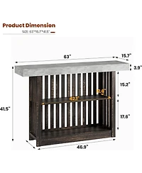 gaomon 63" Bar Table for 4-6 People, Counter Height Pub Table with 2-Tier Storage Shelves for Dining Room & Kitchen