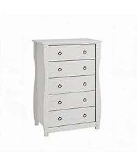 homfan 5-Drawer Dresser for Bedroom – Modern Wood Chest with Large Storage, 45 Inch Tall Organizer Cabinet with Metal Ring Handles for Closet