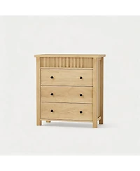 homfan 3 Drawer Dresser for Bedroom Nightstand Wooden Chest of Drawers, Fluted End Table, Storage Organizer for Living Room, Hallway and Entryway