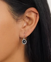 Macy's Sterling Silver 6mm Crystal Round Rope Edge Drop Earrings