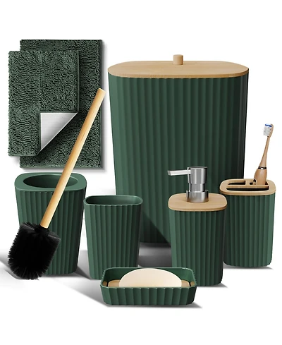 Clara Clark 8 Piece Complete Bathroom Decor and Accessory Set with Bath Rugs