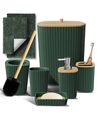 Clara Clark 8 Piece Complete Bathroom Decor and Accessory Set with Bath Rugs