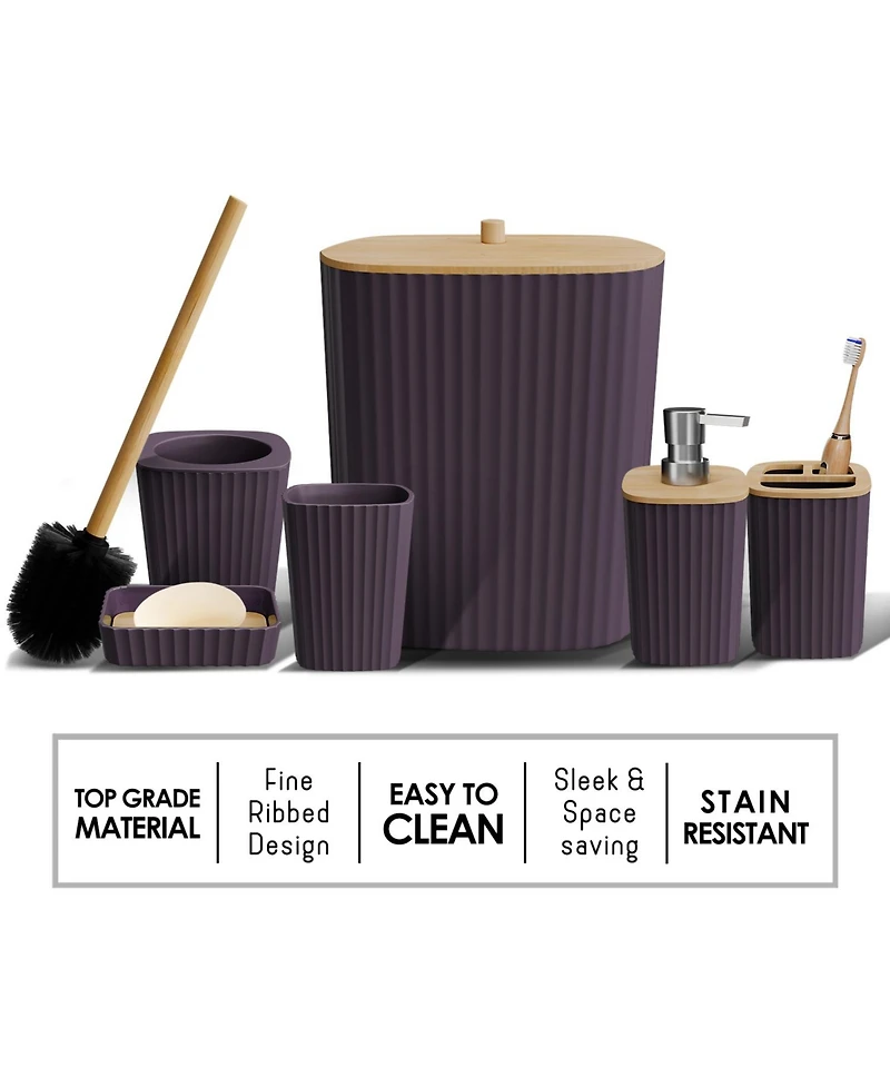8 Piece Complete Bathroom Decor and Accessory Set with Bath Rugs