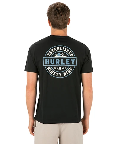 Hurley Men's Camp Artwork At Center Back Crewneck T-Shirt