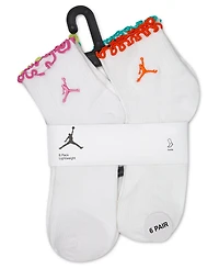Jordan Girls' 9-11 Lettuce Edge Ankle Socks, 6-Pack