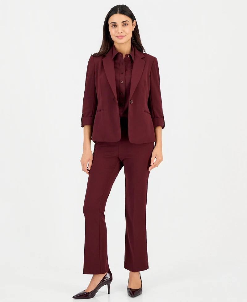 Anne Klein Essentials Petite High-Low Long-Sleeve Blouse