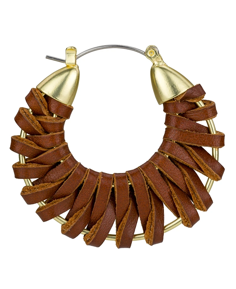 Patricia Nash Wrapped Leather Collection Woven Hoop Earrings
