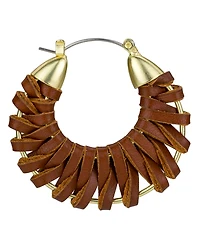 Patricia Nash Wrapped Leather Collection Woven Hoop Earrings