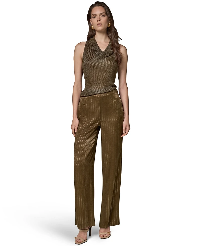 Donna Karan New York Women's Pinstripe Satin Pull-On Pants