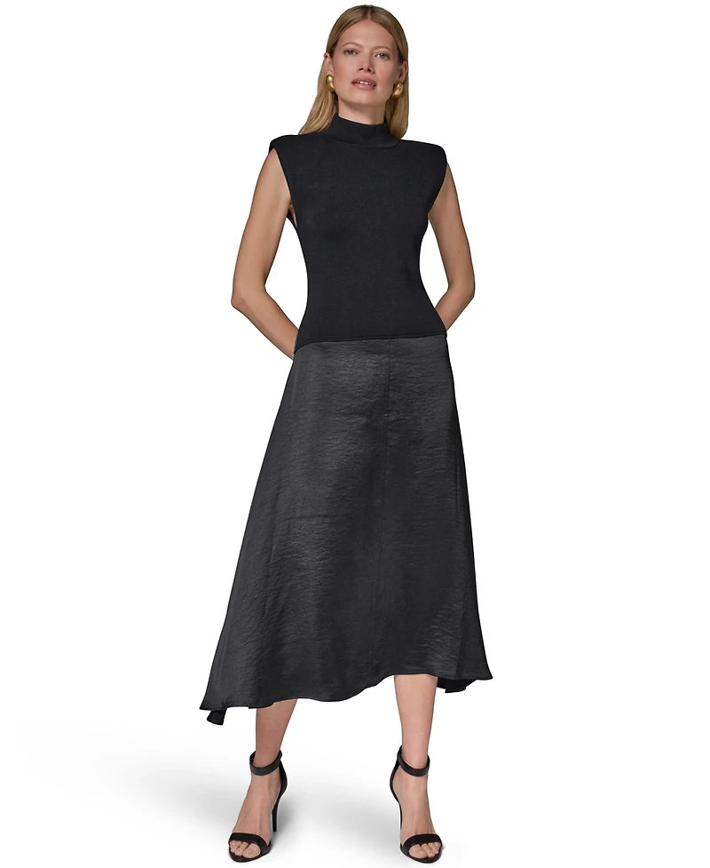 Donna Karan New York Women's Viscose Mixed Media Midi Dress