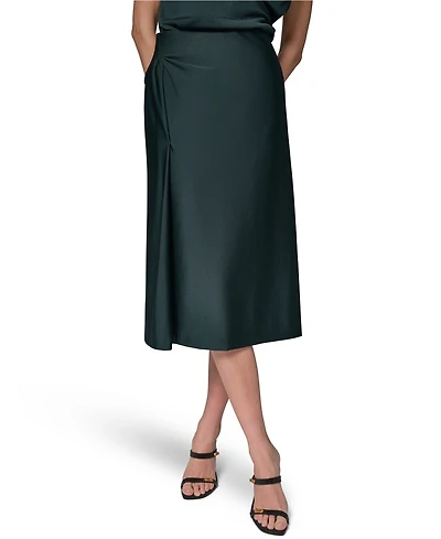 Donna Karan New York Women's Sheen Ponte Midi Pencil Skirt