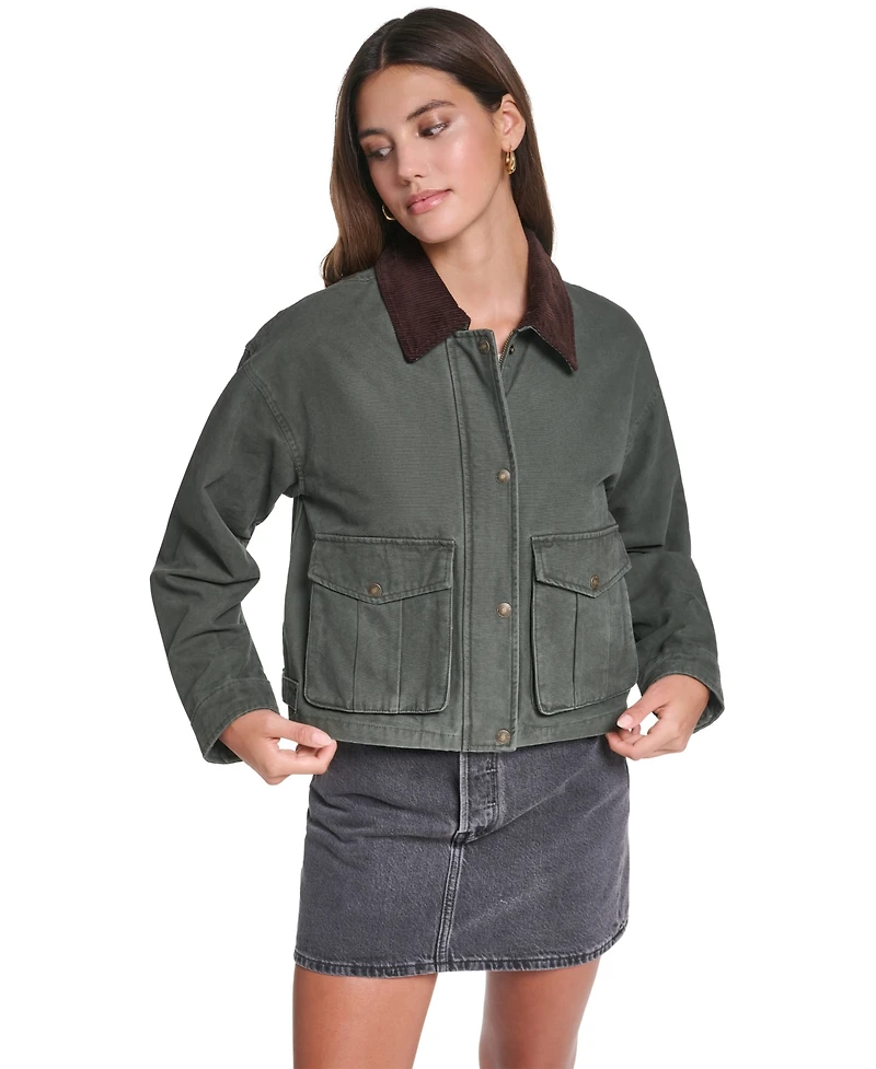 Levi's Women's Cropped Cotton Corduroy-Collar Barn Jacket