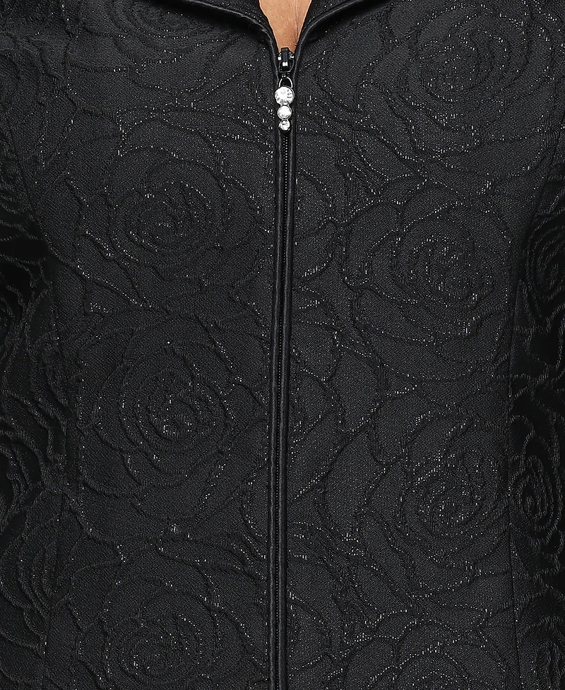 Alex Evenings Women's Textured Jacquard Zip Jacket