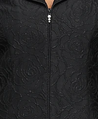Alex Evenings Women's Textured Jacquard Zip Jacket