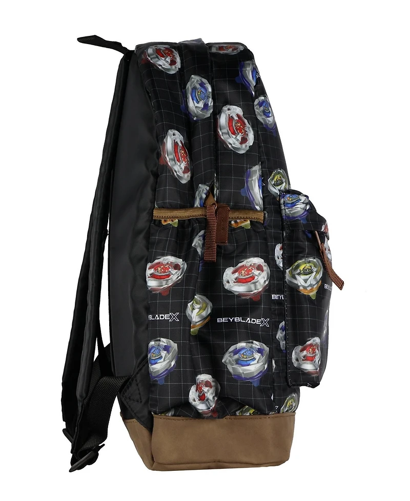 Beyblade X Backpack Allover Spinner Grid Design 16 Inch Bag with Adjustable Straps