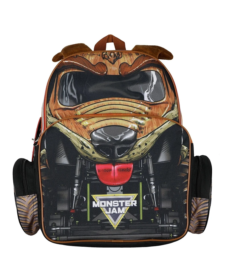 Monster Jam Backpack 16 Inch Monster Mutt Top Dog Book Bag with 3D Ears