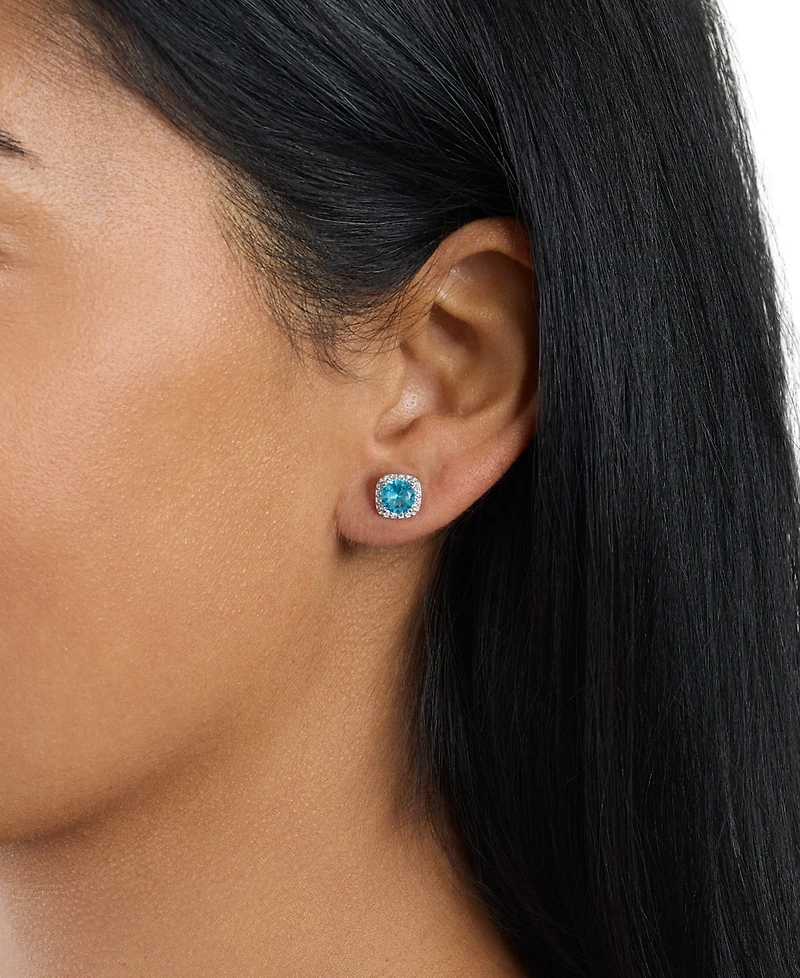 Macy's 6mm Round Crystal with Cubic Zirconia Halo Stud Earrings