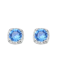 Macy's 6mm Round Crystal with Cubic Zirconia Halo Stud Earrings