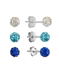 Macy's Crystal Pave 4mm Ball Trio Stud Earrings
