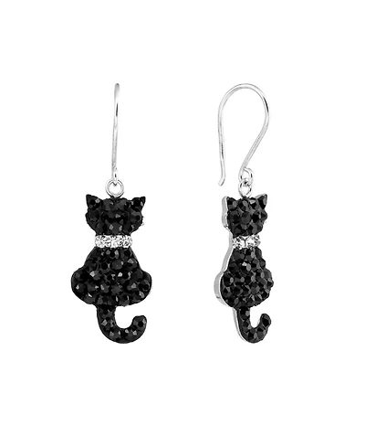 Macy's Crystal Pave Cats Drop Earrings