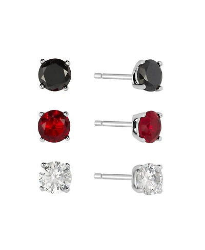 Macy's 5mm Cubic Zirconia Red, Clear and Black Trio Stud Earrings